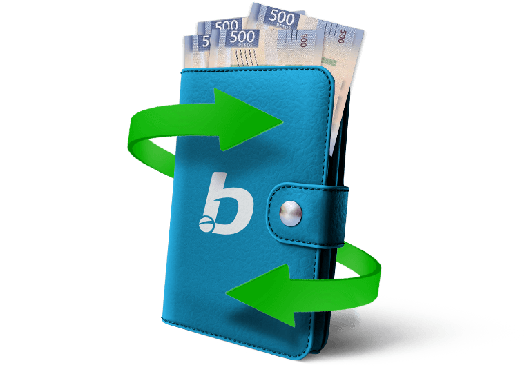 Billetera con el ícono del logo de Betcris