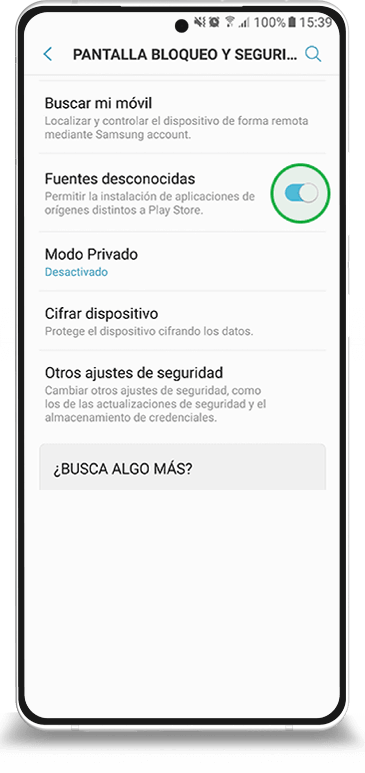 Opción de fuentes desconocidas de celulares Android